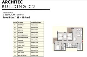 Architec-Building C2-185 m2-3 Bed-The Park part1-BOSCO-Villas-Misr Italia- New Capital