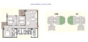 Architec-Building C2-185 m2-3 Bed-The Park part3-BOSCO-Villas-Misr Italia- New Capital