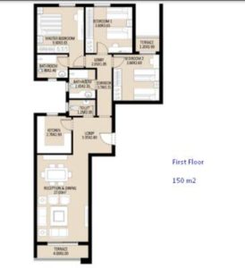 Apartment Type F 150 m2-First Floor-Part 02-JAYD-New Cairo-Egypt