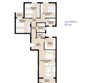 Apartment Type H 153 m2-Second Floor-Part 02-JAYD-New Cairo-Egypt